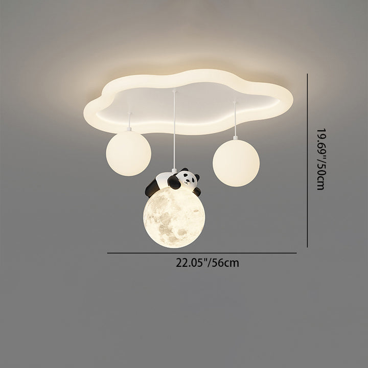 Zeitgenössische kreative Panda Orb Cloud Petal Pebbles PE Eisen LED Unterputz Deckenleuchte für Schlafzimmer 