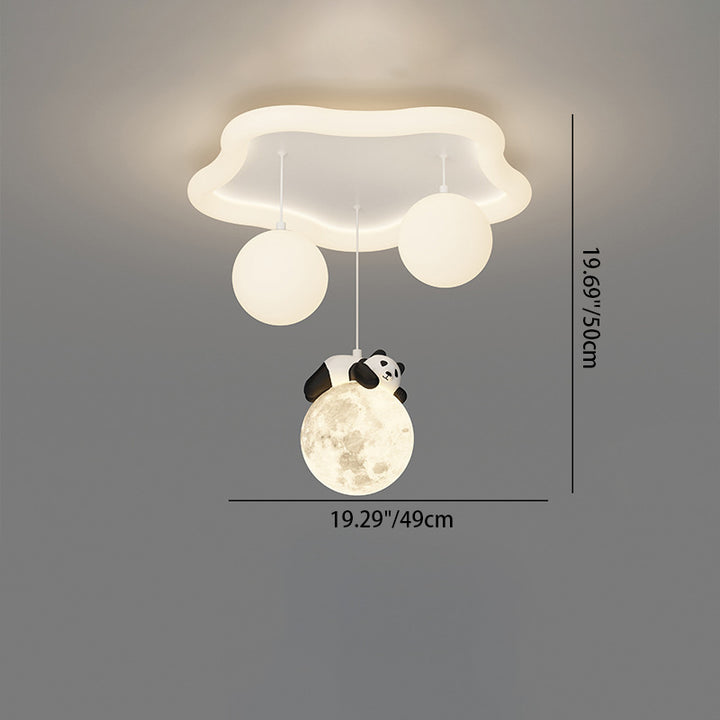 Zeitgenössische kreative Panda Orb Cloud Petal Pebbles PE Eisen LED Unterputz Deckenleuchte für Schlafzimmer 