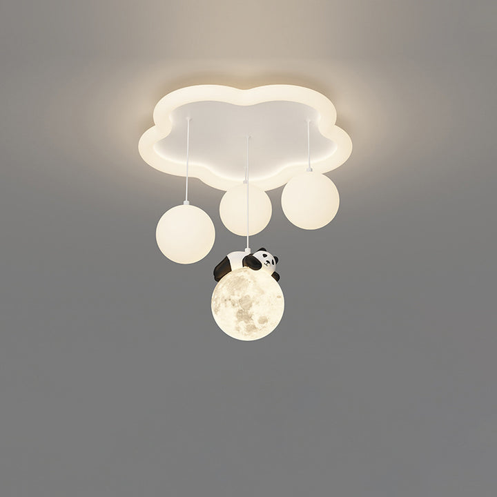 Zeitgenössische kreative Panda Orb Cloud Petal Pebbles PE Eisen LED Unterputz Deckenleuchte für Schlafzimmer 