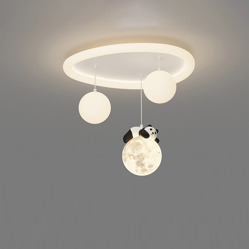 Zeitgenössische kreative Panda Orb Cloud Petal Pebbles PE Eisen LED Unterputz Deckenleuchte für Schlafzimmer 