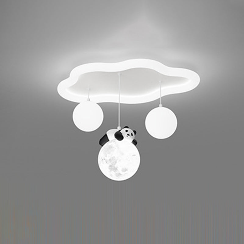 Zeitgenössische kreative Panda Orb Cloud Petal Pebbles PE Eisen LED Unterputz Deckenleuchte für Schlafzimmer 