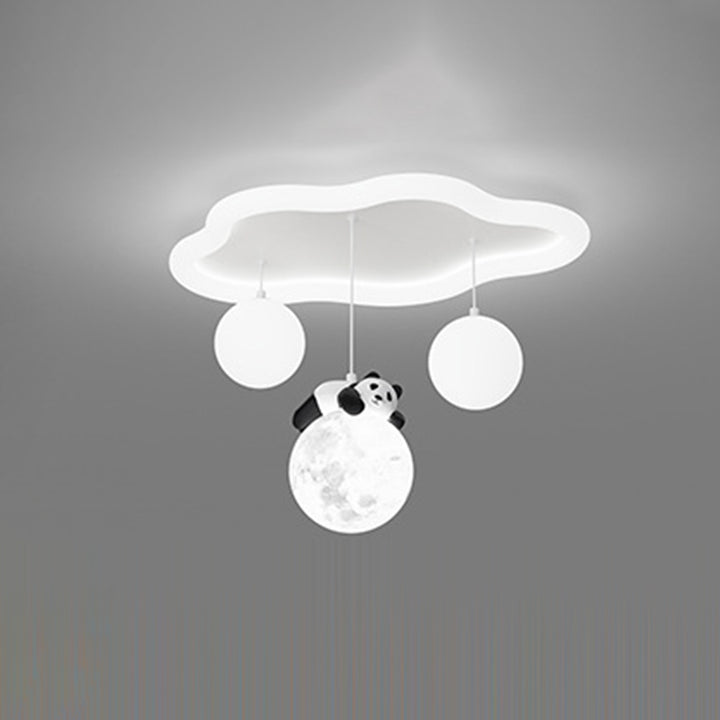 Zeitgenössische kreative Panda Orb Cloud Petal Pebbles PE Eisen LED Unterputz Deckenleuchte für Schlafzimmer 