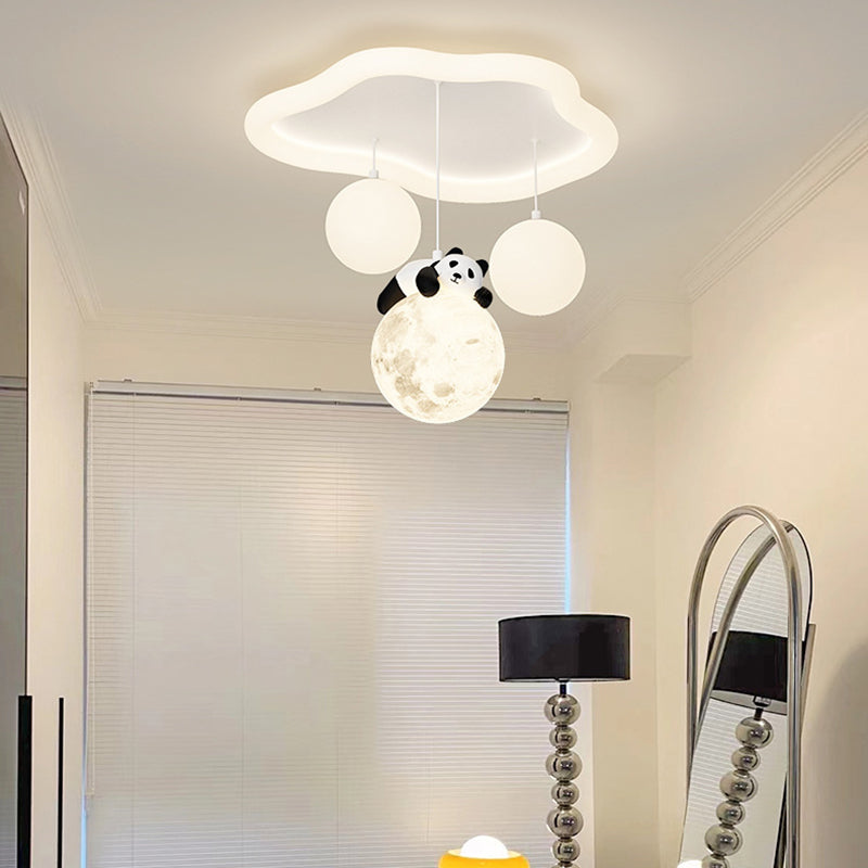 Zeitgenössische kreative Panda Orb Cloud Petal Pebbles PE Eisen LED Unterputz Deckenleuchte für Schlafzimmer 