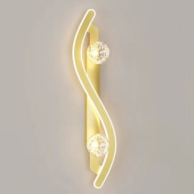 Lámpara Aplique de Pared LED de Hierro y Vidrio PC Curvada Larga Redonda Minimalista Moderna para Sala de Estar 
