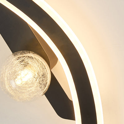 Lámpara Aplique de Pared LED de Hierro y Vidrio PC Curvada Larga Redonda Minimalista Moderna para Sala de Estar 