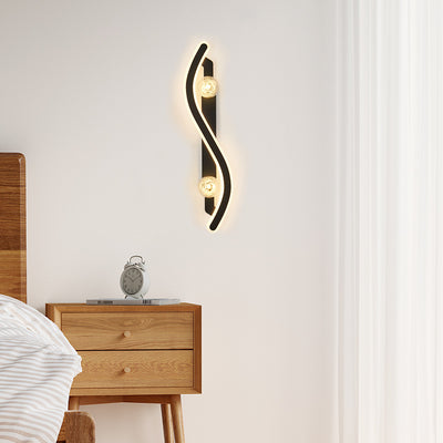 Lámpara Aplique de Pared LED de Hierro y Vidrio PC Curvada Larga Redonda Minimalista Moderna para Sala de Estar 
