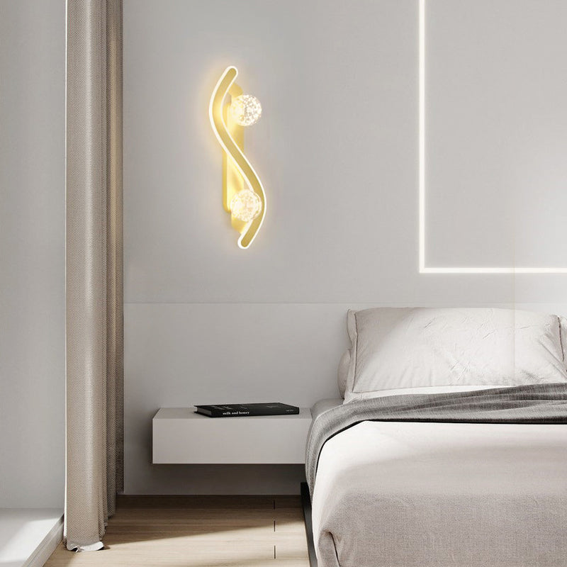 Lámpara Aplique de Pared LED de Hierro y Vidrio PC Curvada Larga Redonda Minimalista Moderna para Sala de Estar 
