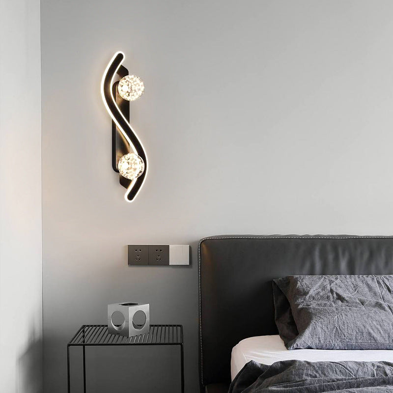 Lámpara Aplique de Pared LED de Hierro y Vidrio PC Curvada Larga Redonda Minimalista Moderna para Sala de Estar 