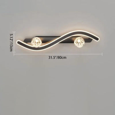 Lámpara Aplique de Pared LED de Hierro y Vidrio PC Curvada Larga Redonda Minimalista Moderna para Sala de Estar 