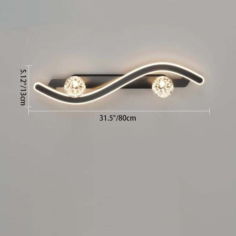 Lámpara Aplique de Pared LED de Hierro y Vidrio PC Curvada Larga Redonda Minimalista Moderna para Sala de Estar 