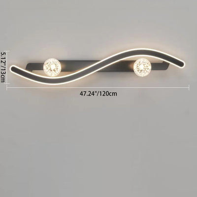 Lámpara Aplique de Pared LED de Hierro y Vidrio PC Curvada Larga Redonda Minimalista Moderna para Sala de Estar 