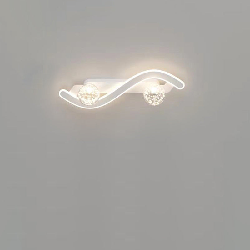 Applique murale LED en verre PC en fer incurvée longue ronde minimaliste moderne pour salon 