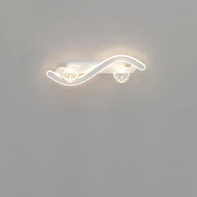 Lámpara Aplique de Pared LED de Hierro y Vidrio PC Curvada Larga Redonda Minimalista Moderna para Sala de Estar 