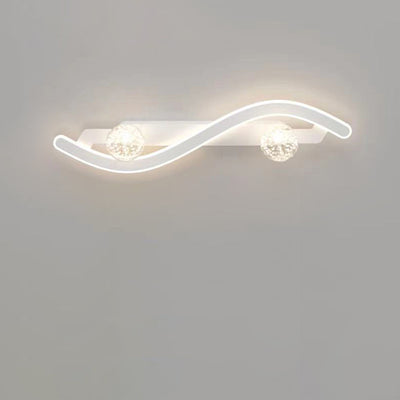 Lámpara Aplique de Pared LED de Hierro y Vidrio PC Curvada Larga Redonda Minimalista Moderna para Sala de Estar 