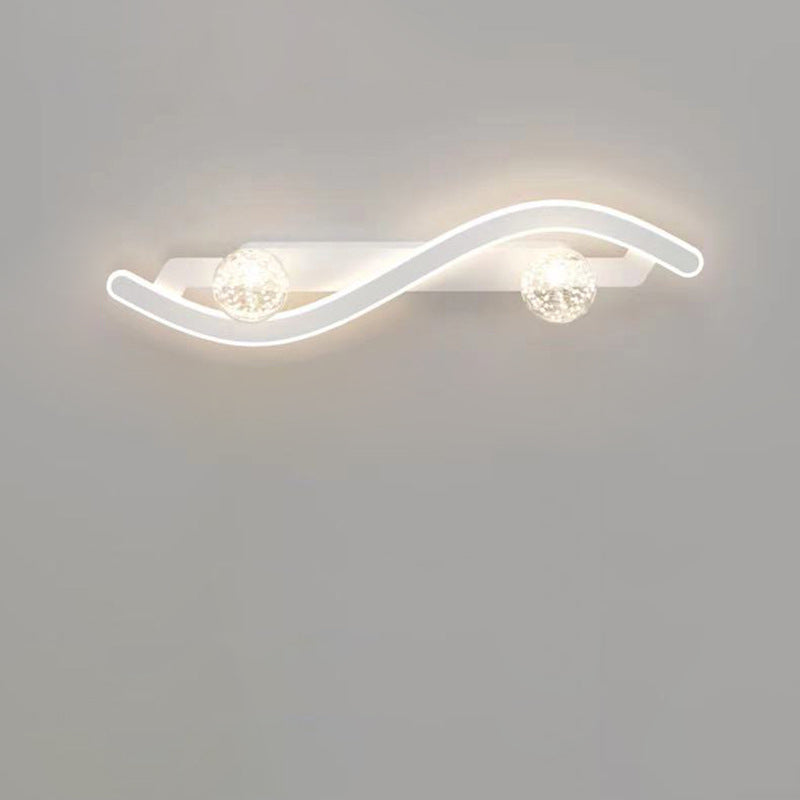 Lámpara Aplique de Pared LED de Hierro y Vidrio PC Curvada Larga Redonda Minimalista Moderna para Sala de Estar 