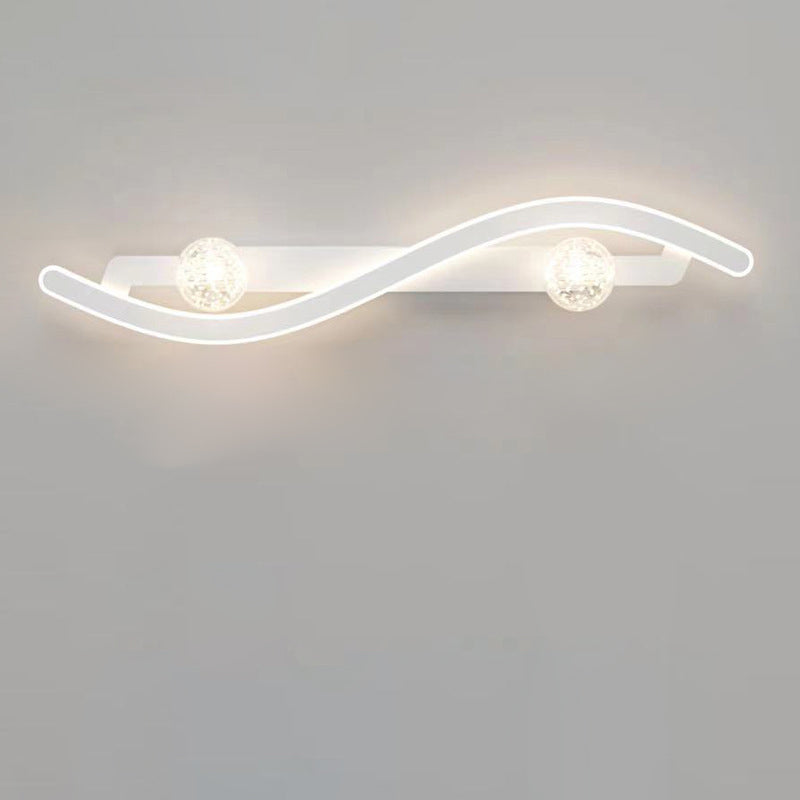 Applique murale LED en verre PC en fer incurvée longue ronde minimaliste moderne pour salon 