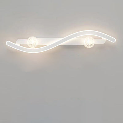Lámpara Aplique de Pared LED de Hierro y Vidrio PC Curvada Larga Redonda Minimalista Moderna para Sala de Estar 