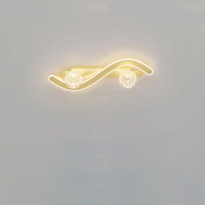 Lámpara Aplique de Pared LED de Hierro y Vidrio PC Curvada Larga Redonda Minimalista Moderna para Sala de Estar 