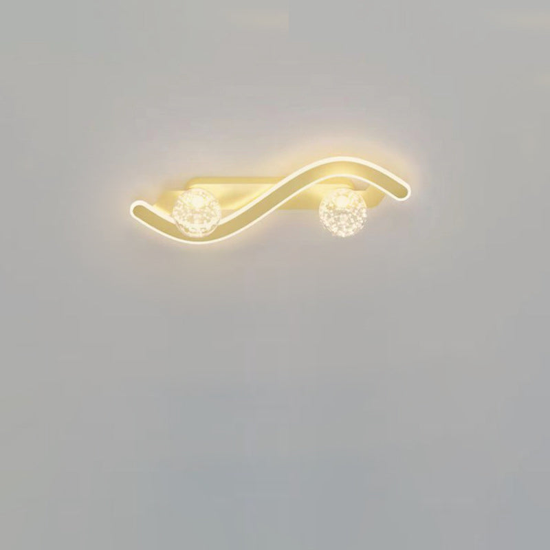 Lámpara Aplique de Pared LED de Hierro y Vidrio PC Curvada Larga Redonda Minimalista Moderna para Sala de Estar 