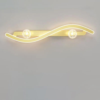 Lámpara Aplique de Pared LED de Hierro y Vidrio PC Curvada Larga Redonda Minimalista Moderna para Sala de Estar 