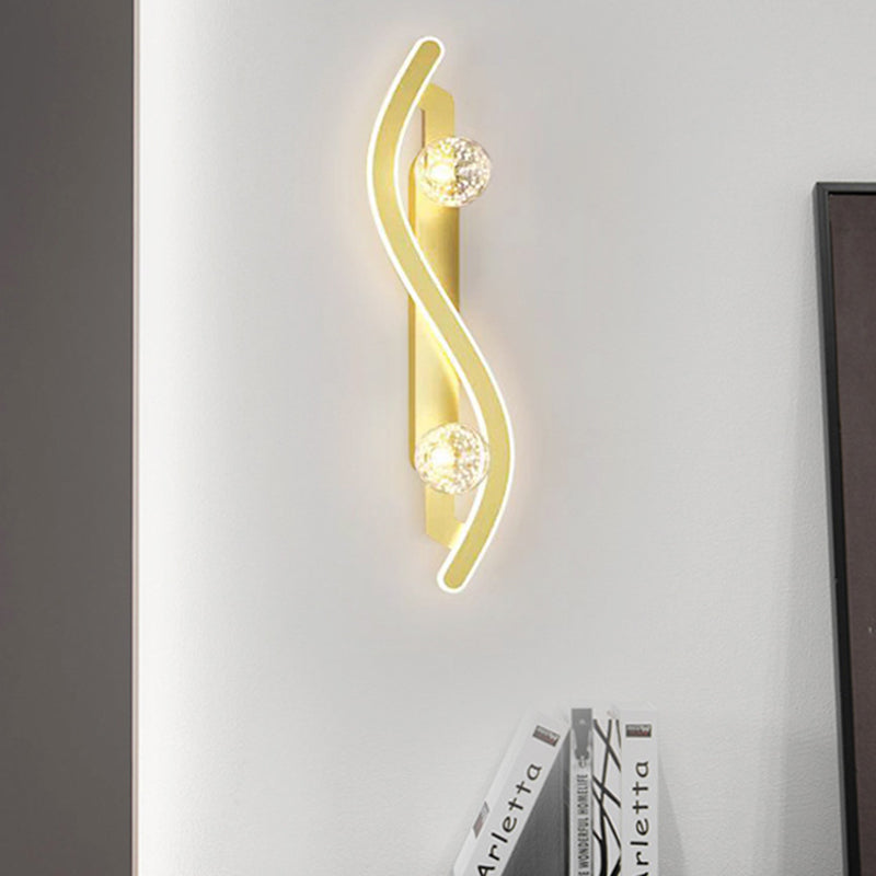 Lámpara Aplique de Pared LED de Hierro y Vidrio PC Curvada Larga Redonda Minimalista Moderna para Sala de Estar 