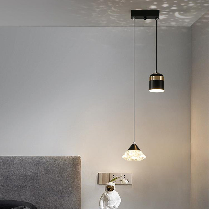 Modern Art Deco Round Cylinder Square Cone Astronaut Acrylic Aluminum Iron LED Chandeliers For Living Room