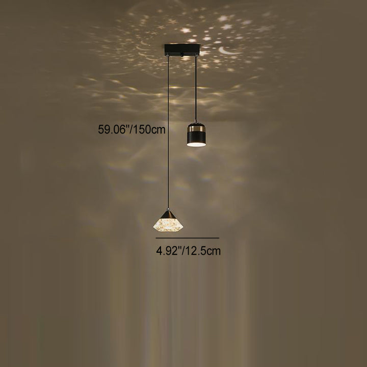 Modern Art Deco Round Cylinder Square Cone Astronaut Acrylic Aluminum Iron LED Chandeliers For Living Room