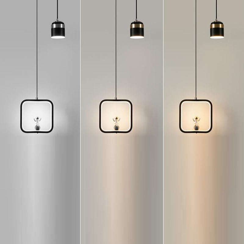 Modern Art Deco Round Cylinder Square Cone Astronaut Acrylic Aluminum Iron LED Chandeliers For Living Room