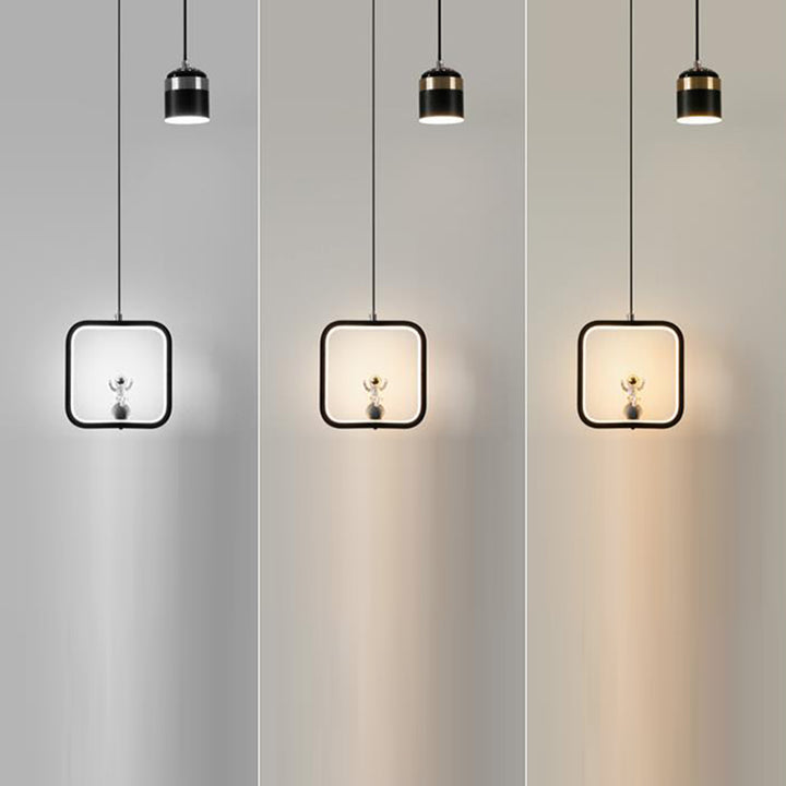 Modern Art Deco Round Cylinder Square Cone Astronaut Acrylic Aluminum Iron LED Chandeliers For Living Room