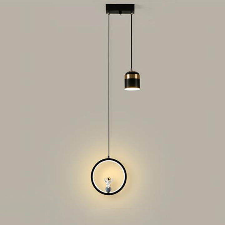 Modern Art Deco Round Cylinder Square Cone Astronaut Acrylic Aluminum Iron LED Chandeliers For Living Room