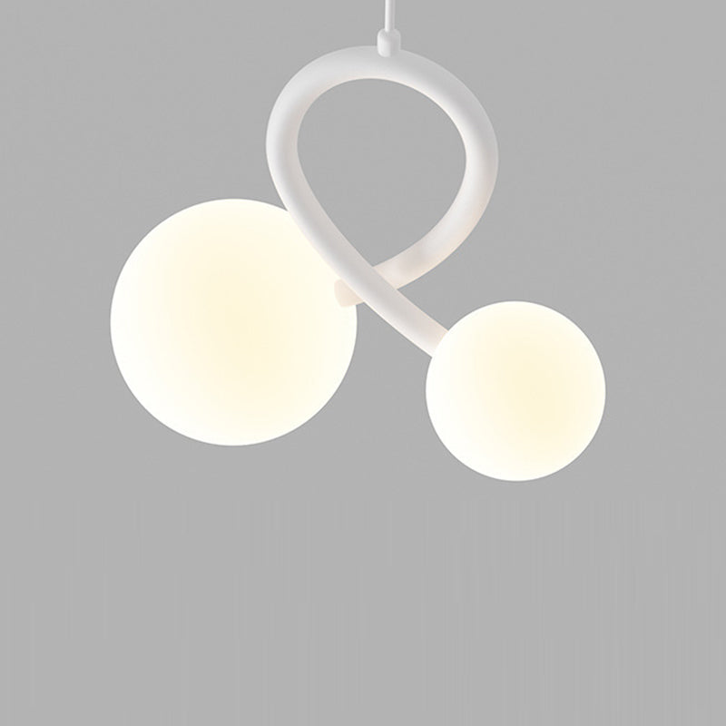 Lustres LED en résine et fer incurvés orbe minimaliste moderne pour salon 