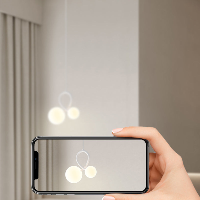 Lustres LED en résine et fer incurvés orbe minimaliste moderne pour salon 