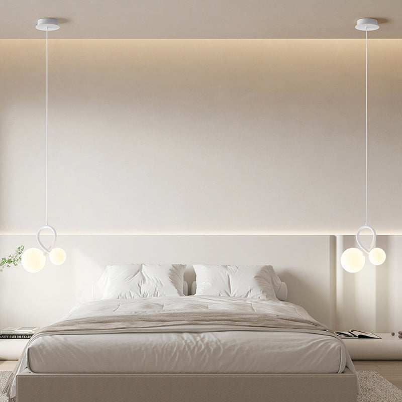 Lustres LED en résine et fer incurvés orbe minimaliste moderne pour salon 