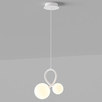 Lustres LED en résine et fer incurvés orbe minimaliste moderne pour salon 
