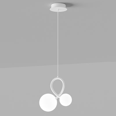 Lustres LED en résine et fer incurvés orbe minimaliste moderne pour salon 