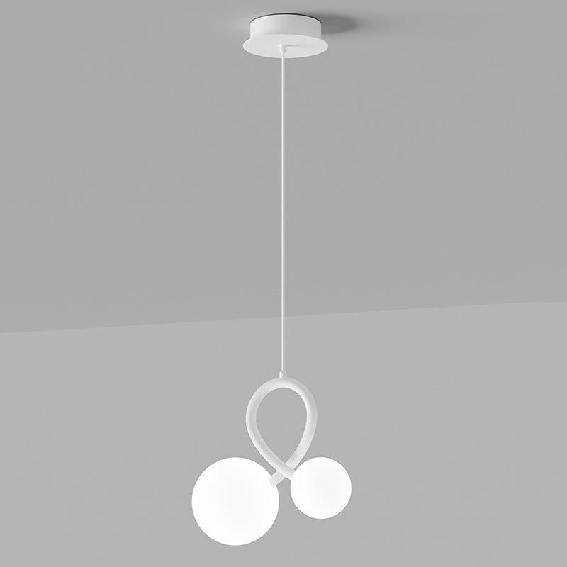 Lustres LED en résine et fer incurvés orbe minimaliste moderne pour salon 