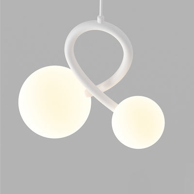 Lustres LED en résine et fer incurvés orbe minimaliste moderne pour salon 