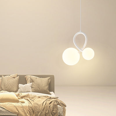 Lustres LED en résine et fer incurvés orbe minimaliste moderne pour salon 