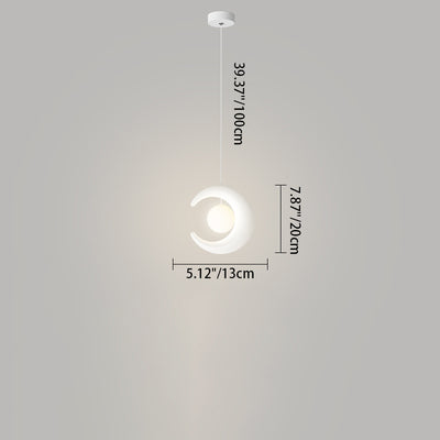 Modern Minimalist Orb Crescent Resin Iron LED Pendant Light For Living Room