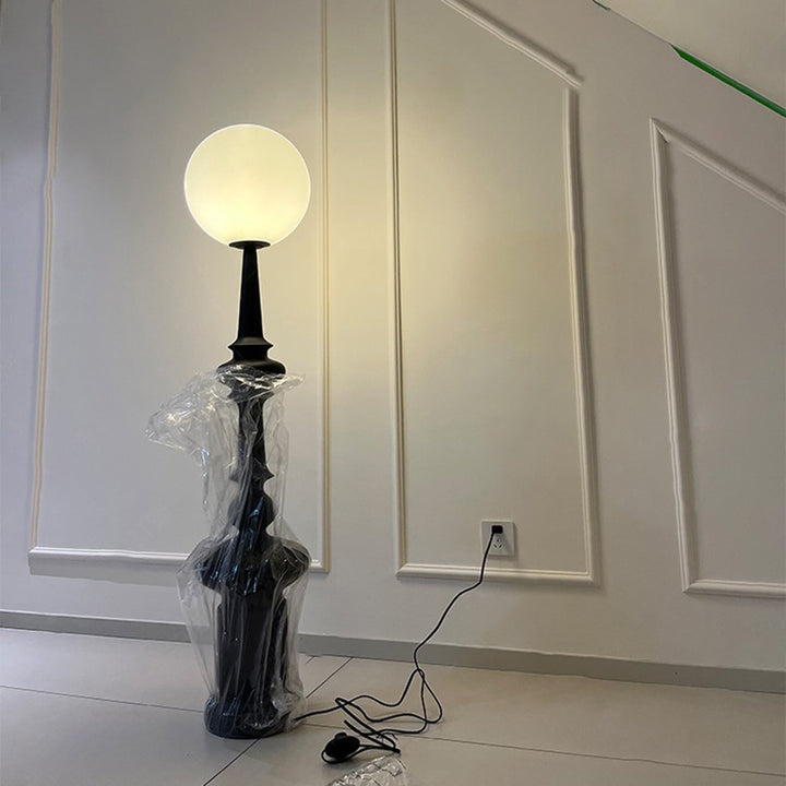 Traditional Vintage Roman Column Round Acrylic Resin 1-Light Standing Floor Lamp For Bedroom