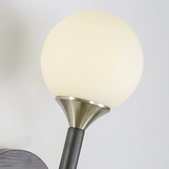 Traditionelle Vintage Magic Bean Orb Glas Esche Holz Metall 1-Licht Wandleuchte Lampe für Wohnzimmer 