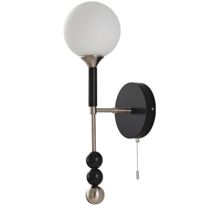 Traditionelle Vintage Magic Bean Orb Glas Esche Holz Metall 1-Licht Wandleuchte Lampe für Wohnzimmer 