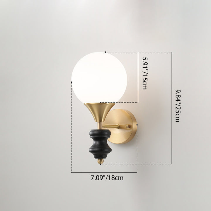 Traditionelle Vintage Orb Runde Glas Walnuss Messing 1/2 Licht Wandleuchte Lampe für Wohnzimmer 
