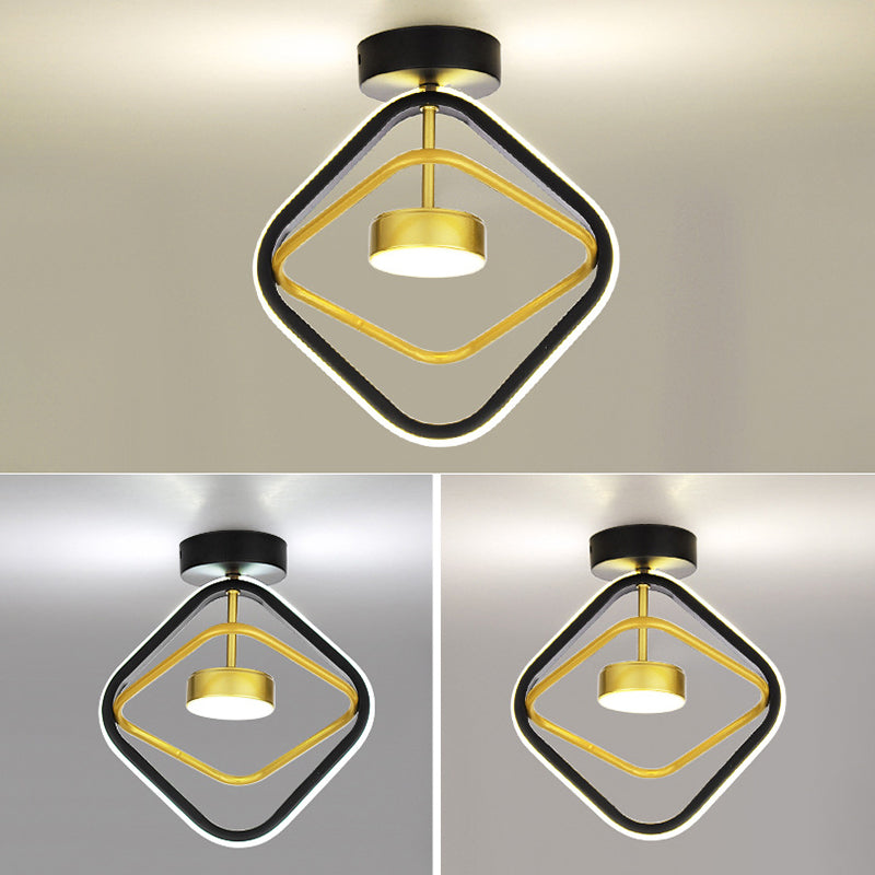 Plafonnier LED semi-encastré en fer silicone rond carré de simplicité moderne pour salon 