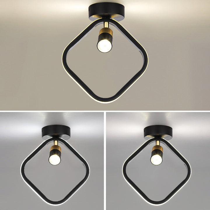 Plafonnier LED semi-encastré en fer silicone rond carré de simplicité moderne pour salon 