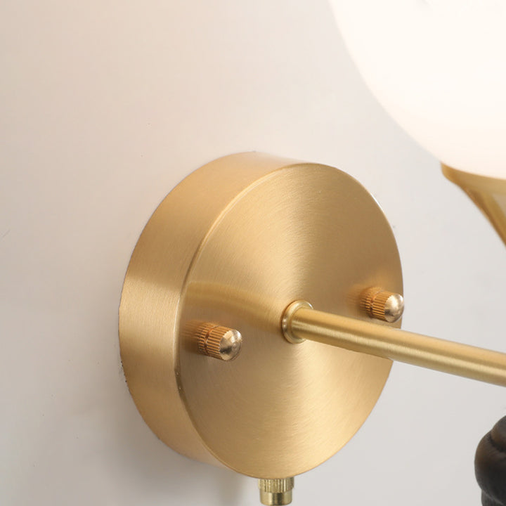 Traditionelle Vintage Orb Runde Glas Walnuss Messing 1/2 Licht Wandleuchte Lampe für Wohnzimmer 