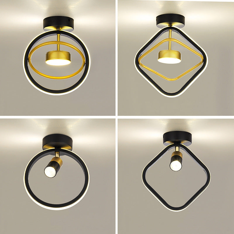 Plafonnier LED semi-encastré en fer silicone rond carré de simplicité moderne pour salon 