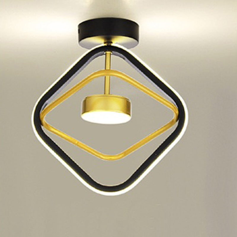 Plafonnier LED semi-encastré en fer silicone rond carré de simplicité moderne pour salon 