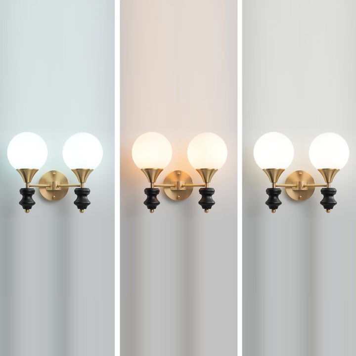 Traditionelle Vintage Orb Runde Glas Walnuss Messing 1/2 Licht Wandleuchte Lampe für Wohnzimmer 