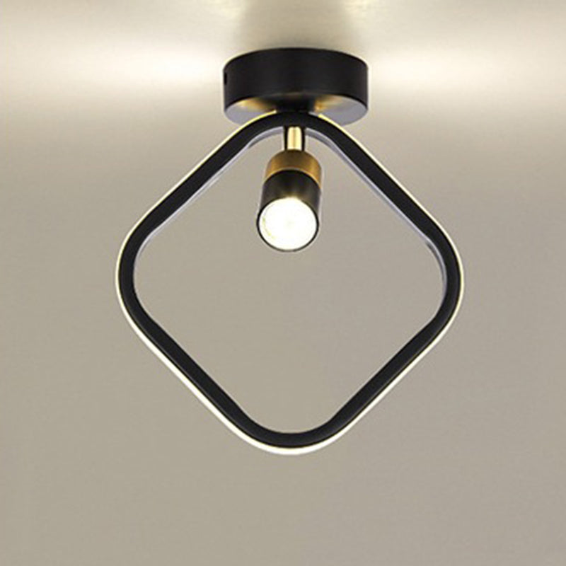 Plafonnier LED semi-encastré en fer silicone rond carré de simplicité moderne pour salon 